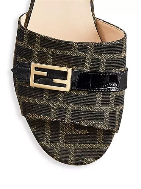 fendi ff-embossed leather mules|Fendi FF Fabric & Croc.